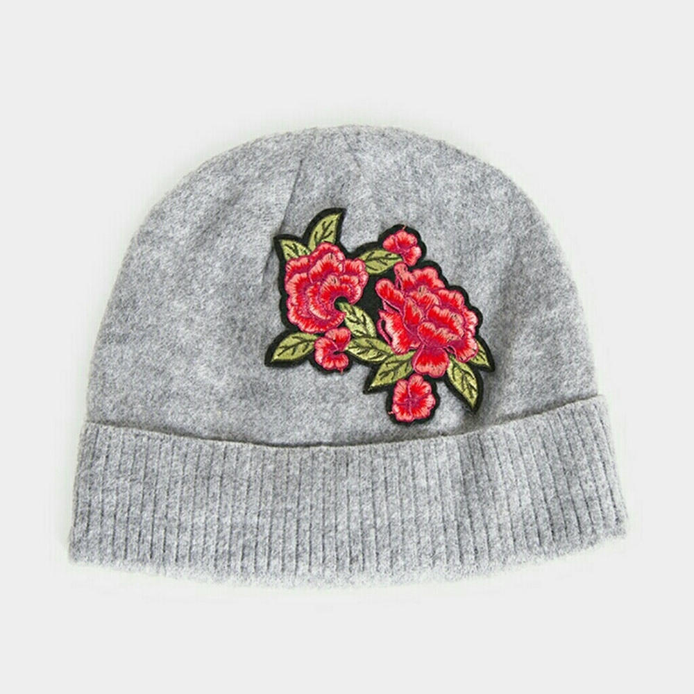 Floral Embroidered Beanie